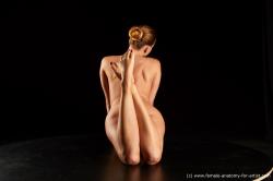 Nude Woman White Kneeling poses - ALL Slim long brown Standard Photoshoot Pinup